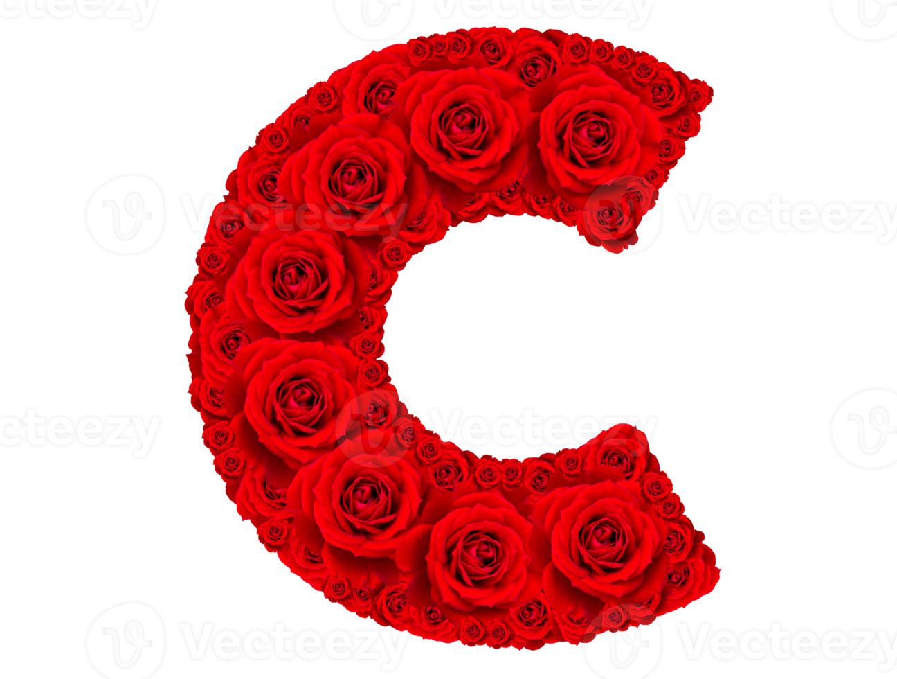 Rose alphabet set - Alphabet capital letter C made from red rose blossoms png