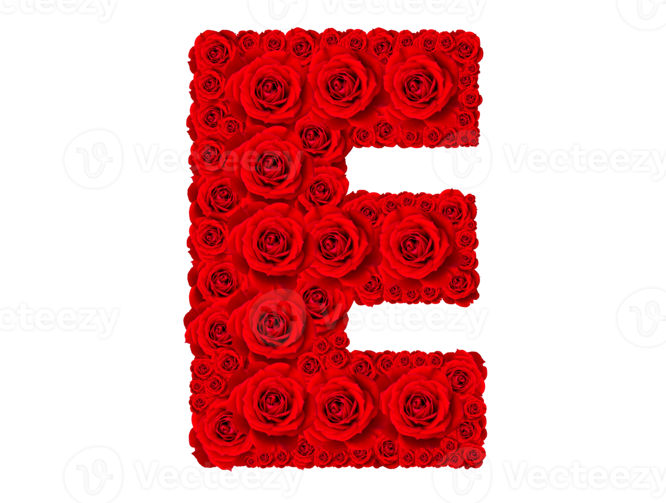 Rose alphabet set - Alphabet capital letter E made from red rose blossoms png