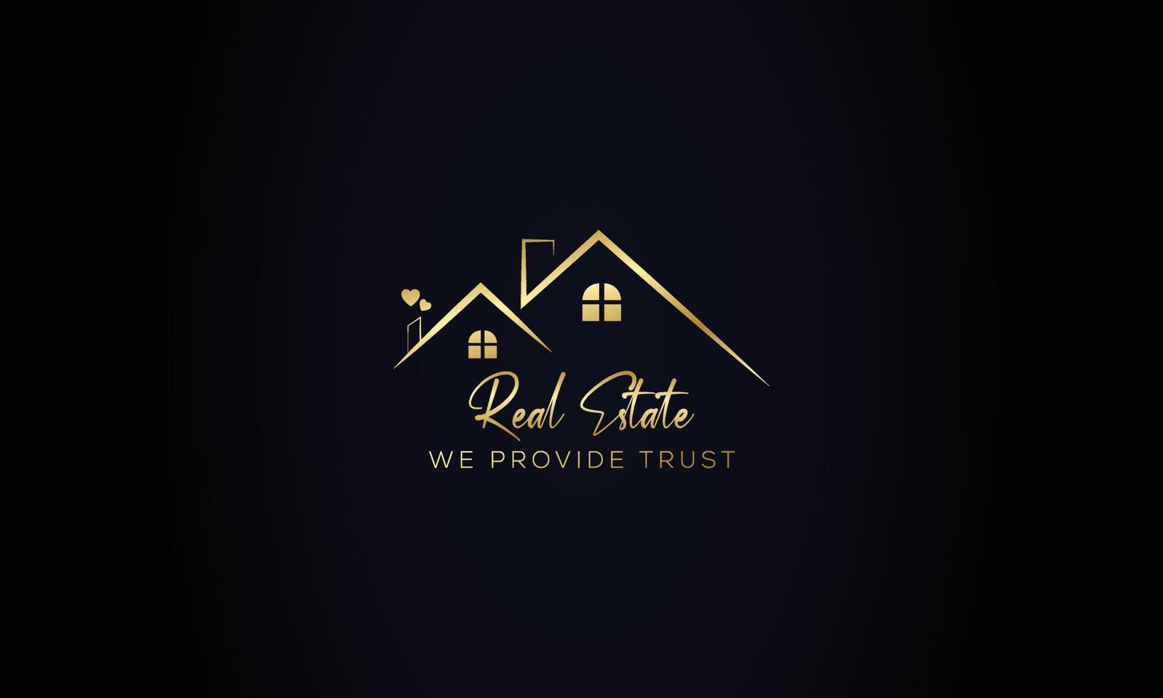 Black Gold Real Estate Logo. Construction Architecture Building Logo Design Template Element vector