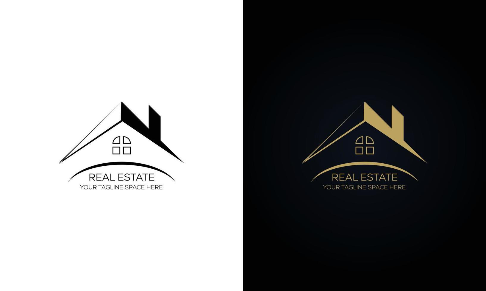 logo inmobiliario de oro negro. elemento de plantilla de diseño de logotipo de edificio de arquitectura de construcción vector