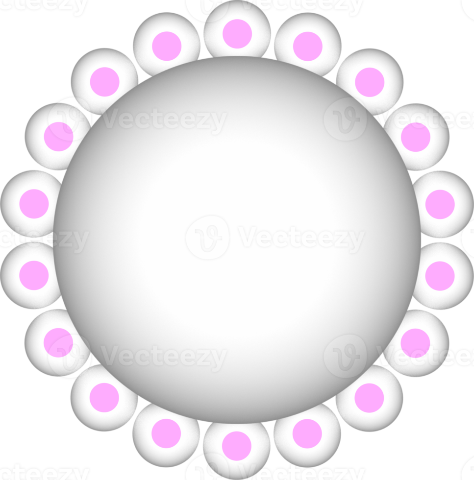 isolated 3d white circular frame abstract flower decoration png