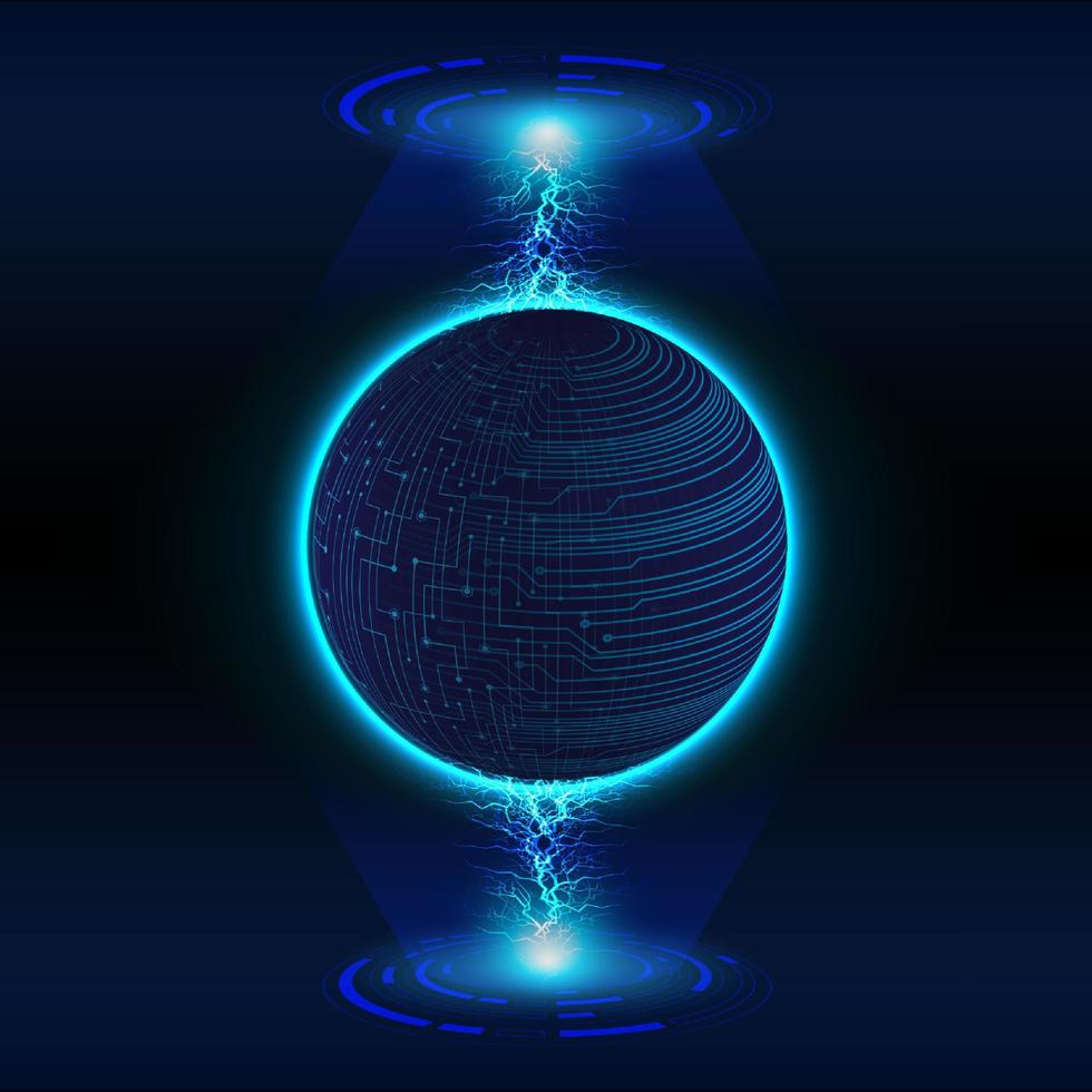 Modern Holographic Globe on Technology Background vector