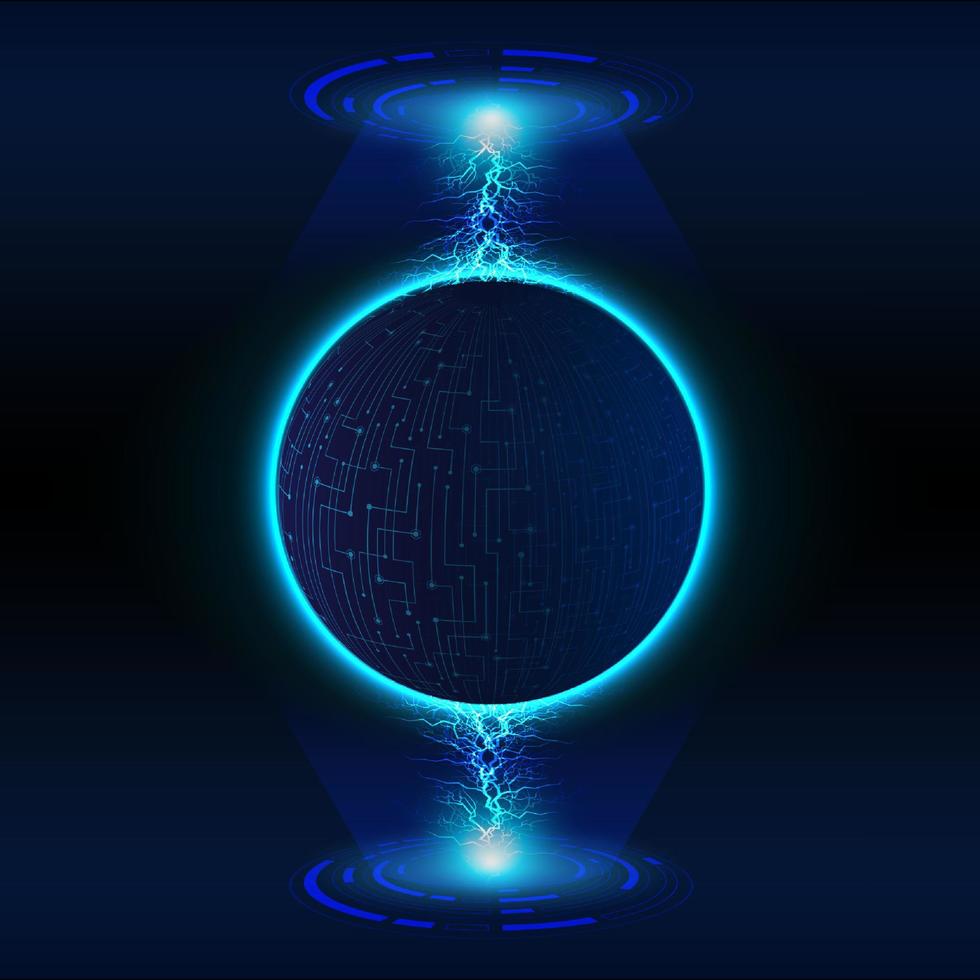Modern Holographic Globe on Technology Background vector