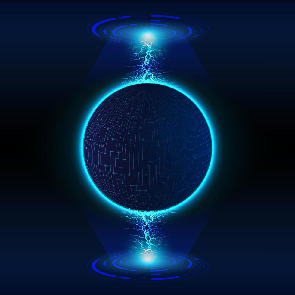 Modern Holographic Globe on Technology Background vector