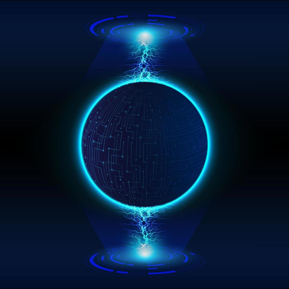 Modern Holographic Globe on Technology Background vector