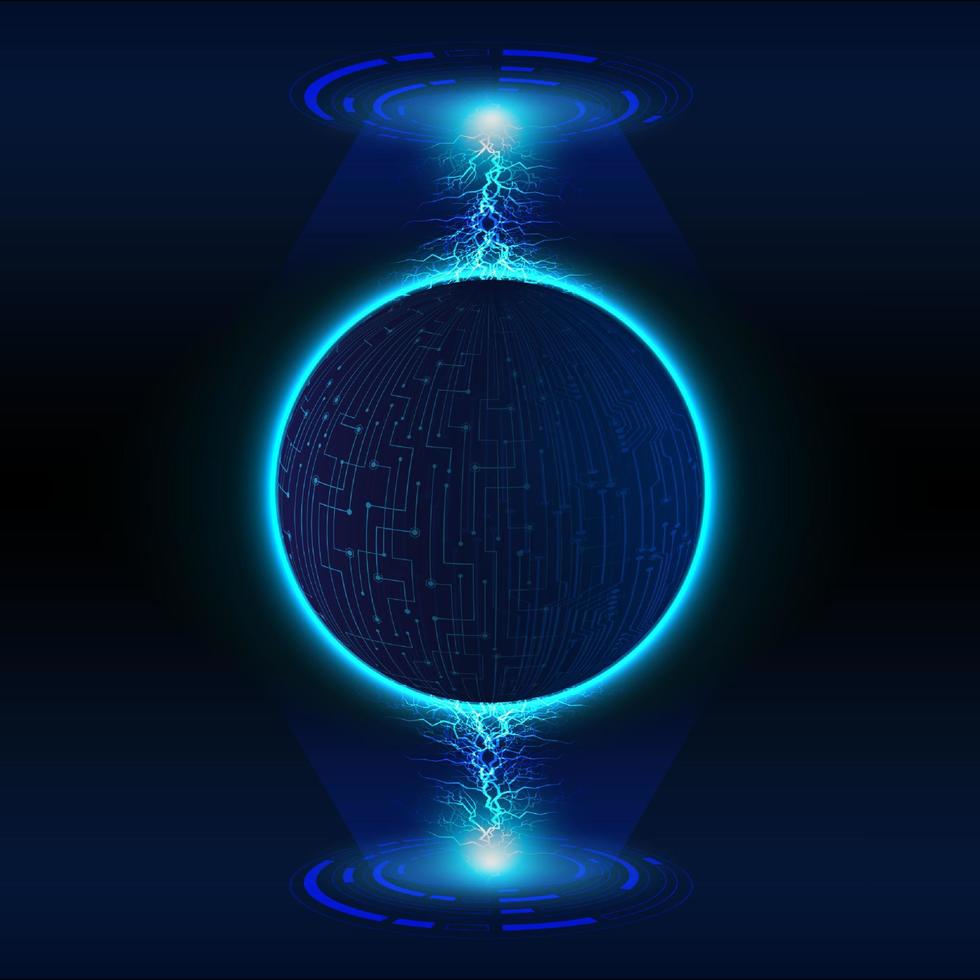 Modern Holographic Globe on Technology Background vector