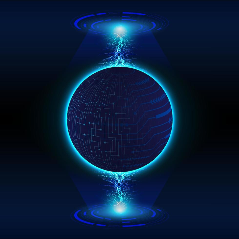Modern Holographic Globe on Technology Background vector