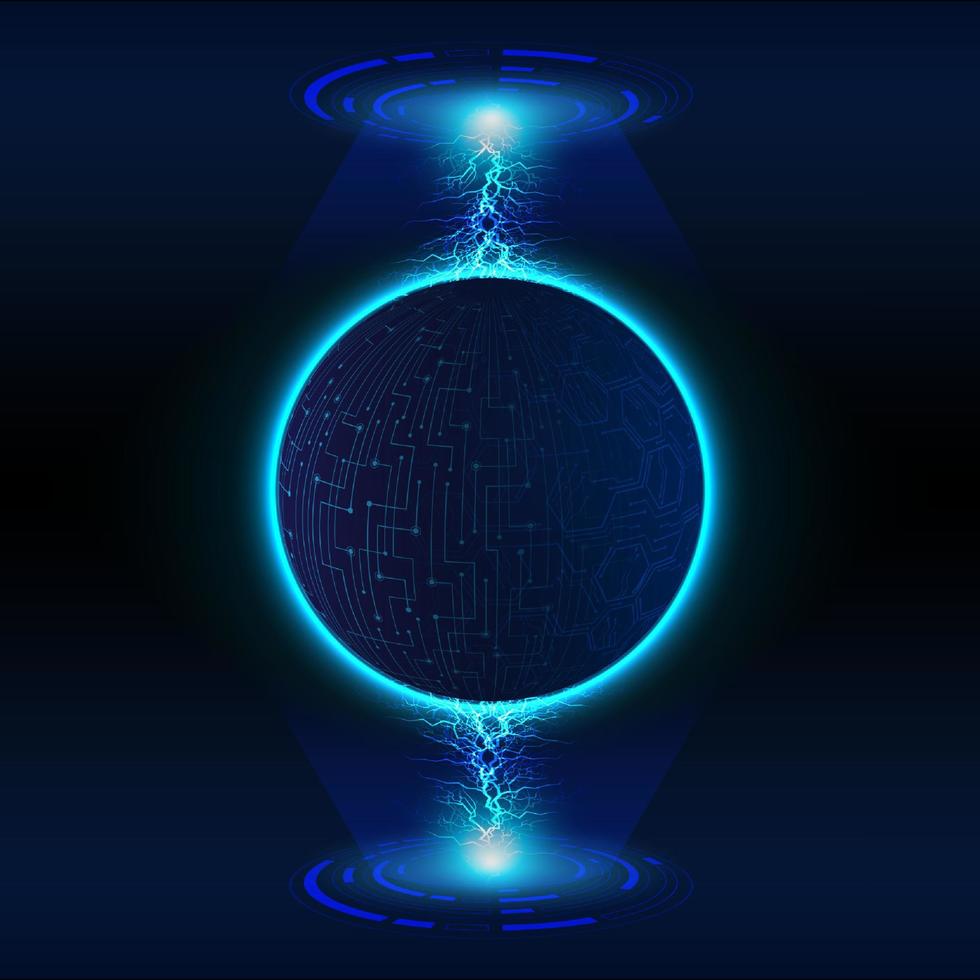 Modern Holographic Globe on Technology Background vector