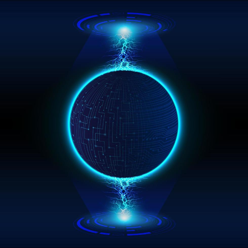 Modern Holographic Globe on Technology Background vector
