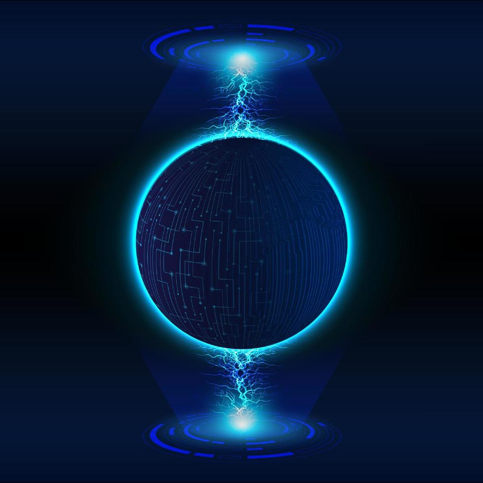 Modern Holographic Globe on Technology Background vector