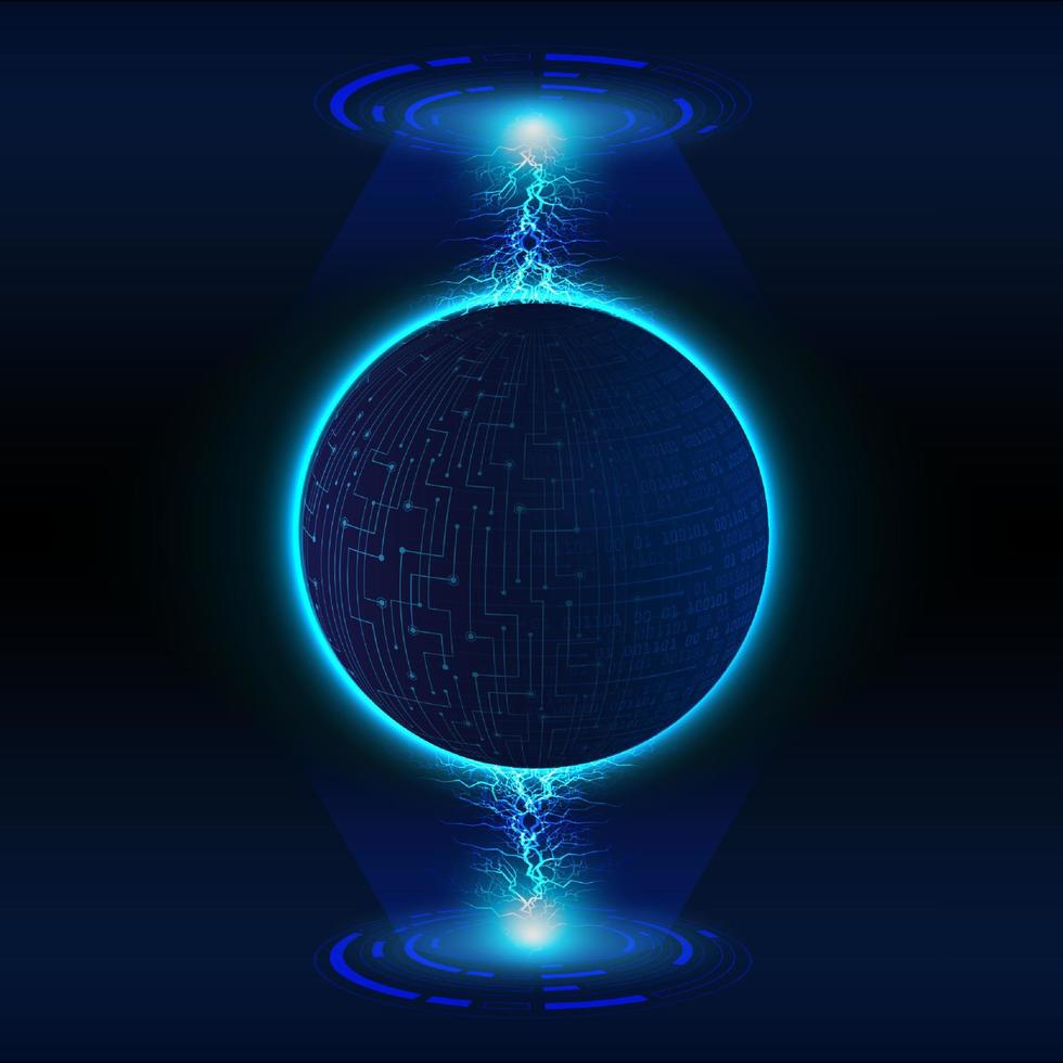 Modern Holographic Globe on Technology Background vector