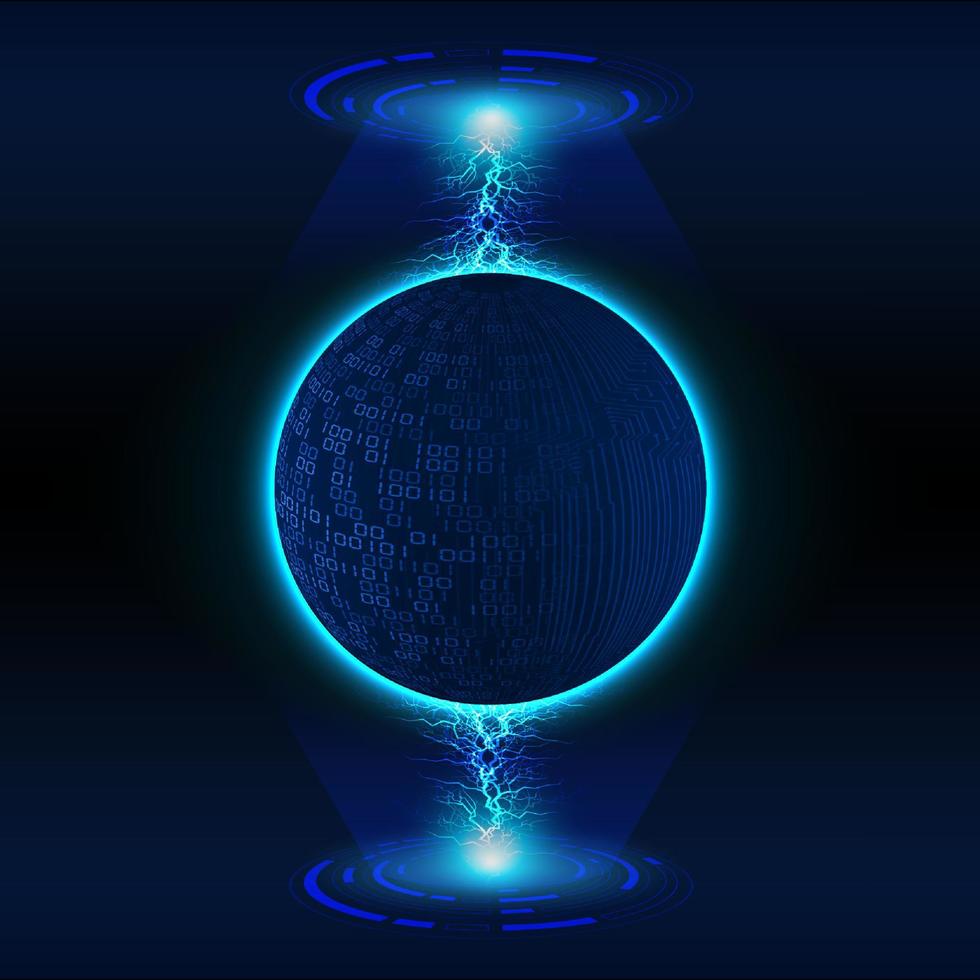 Modern Holographic Globe on Technology Background vector