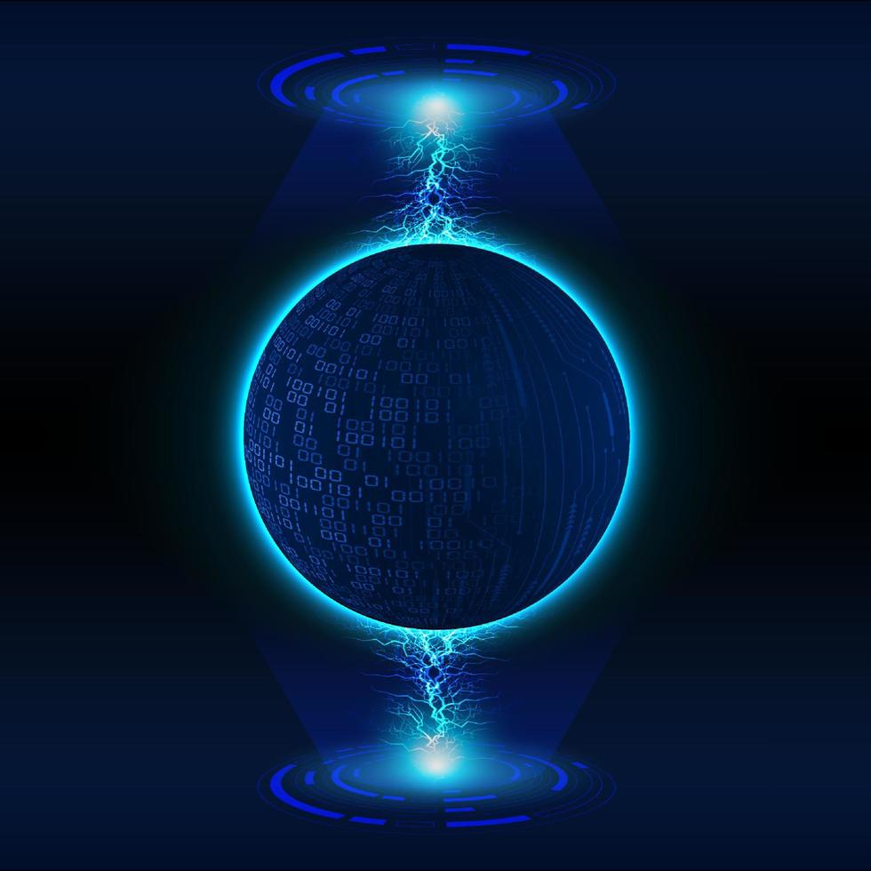 Modern Holographic Globe on Technology Background vector