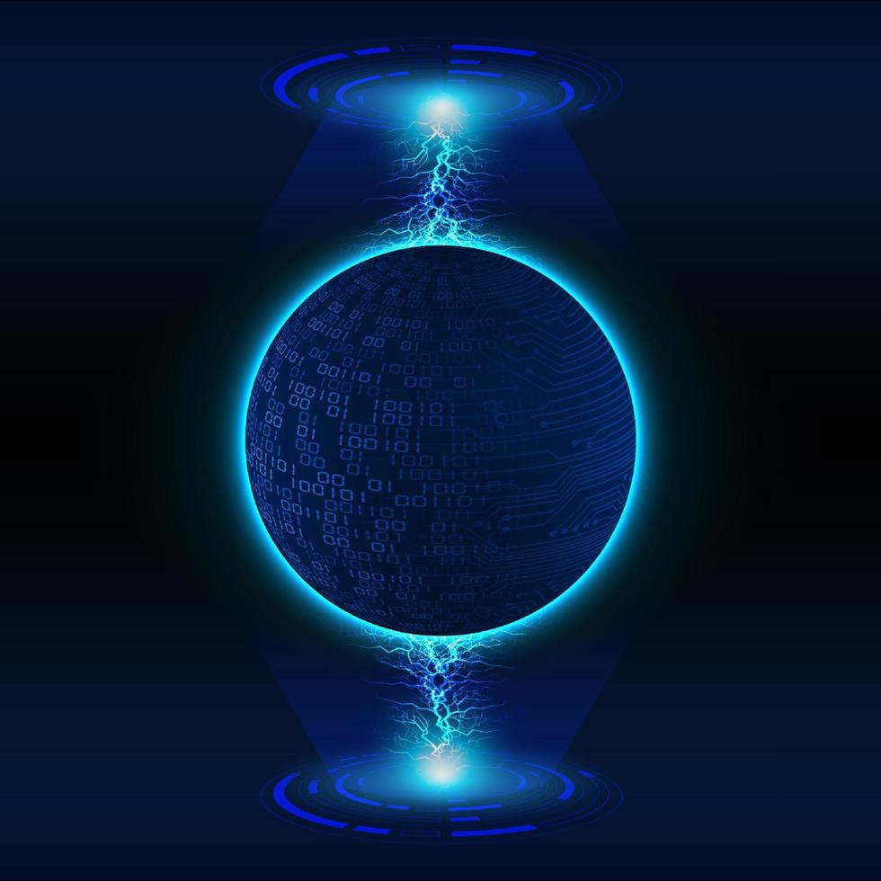 Modern Holographic Globe on Technology Background vector