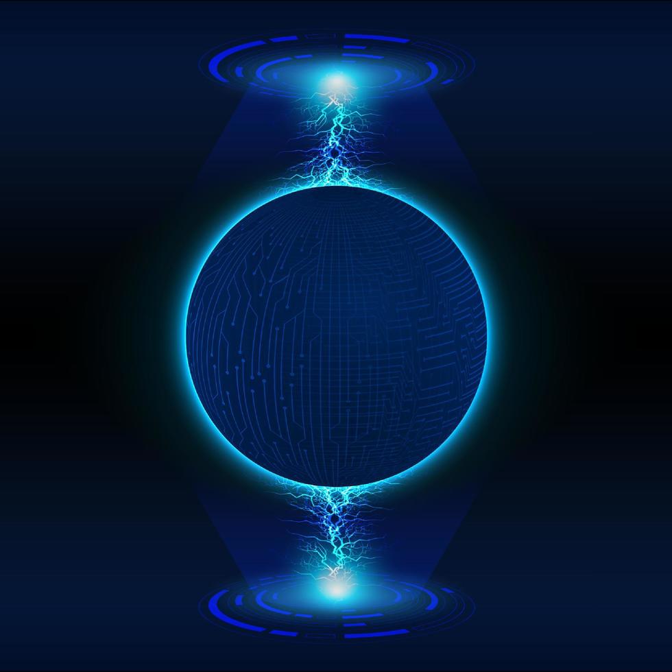 Modern Holographic Globe on Technology Background vector