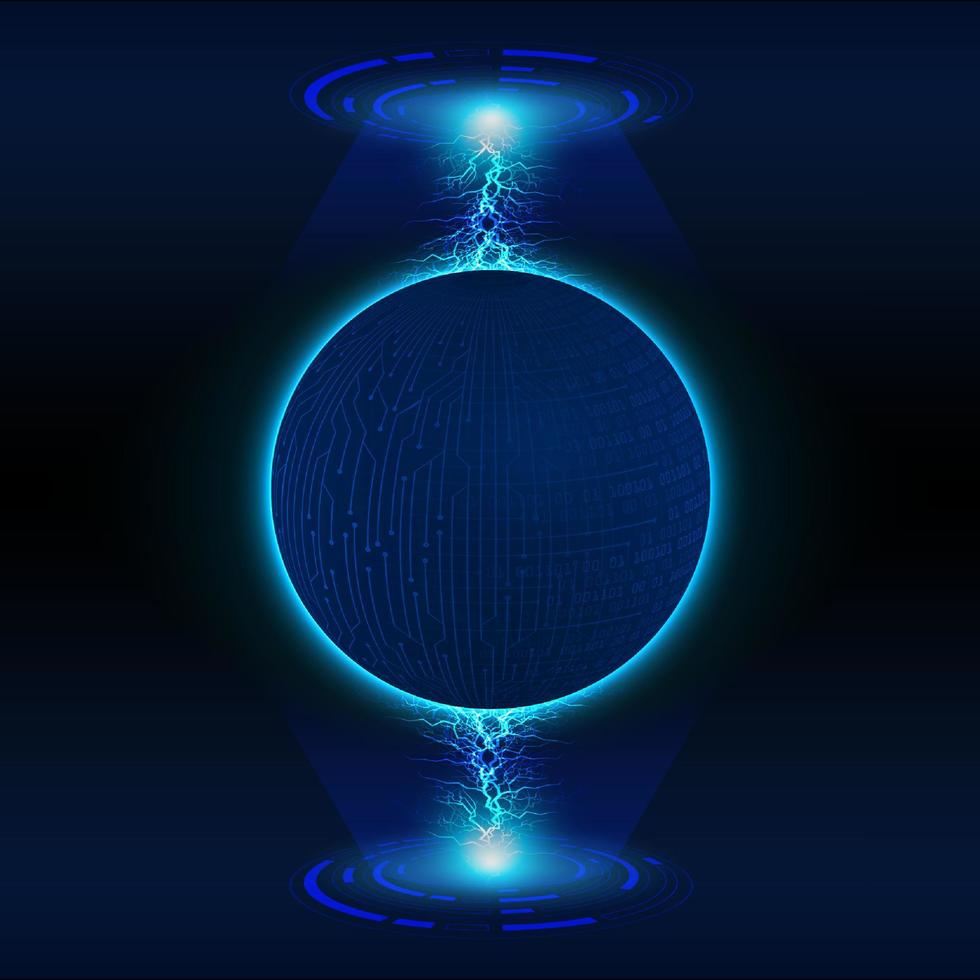 Modern Holographic Globe on Technology Background vector
