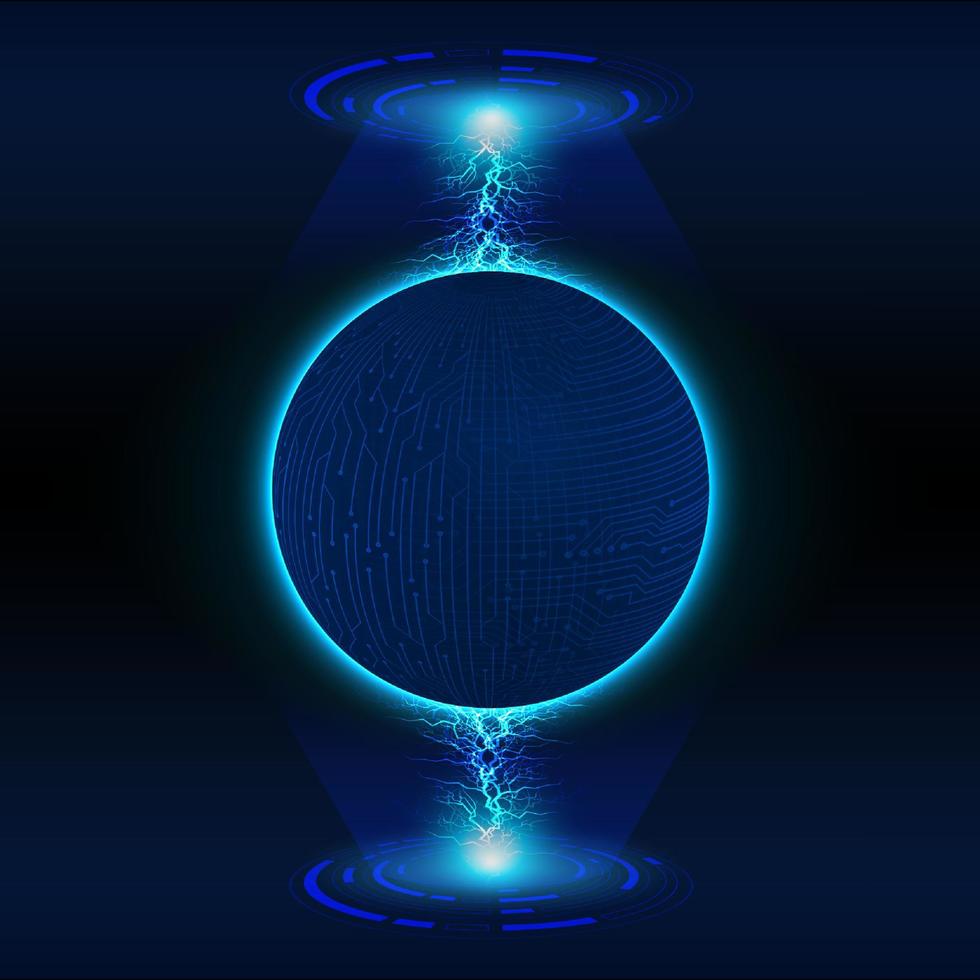 Modern Holographic Globe on Technology Background vector