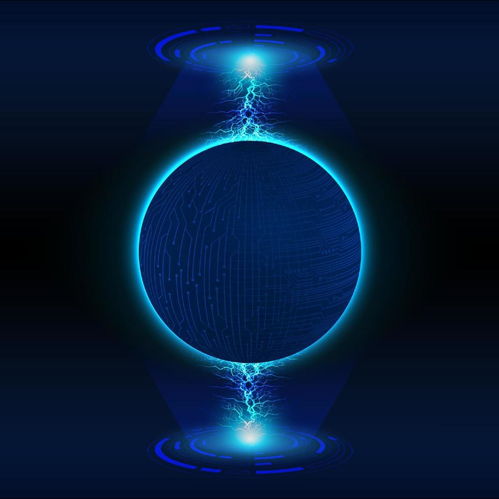 Modern Holographic Globe on Technology Background vector