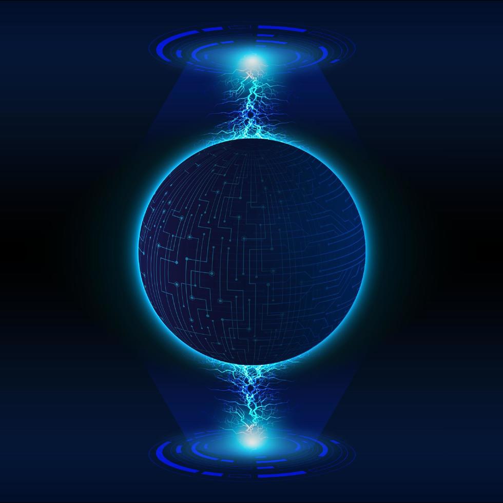 Modern Holographic Globe on Technology Background vector