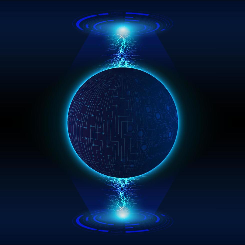 Modern Holographic Globe on Technology Background vector