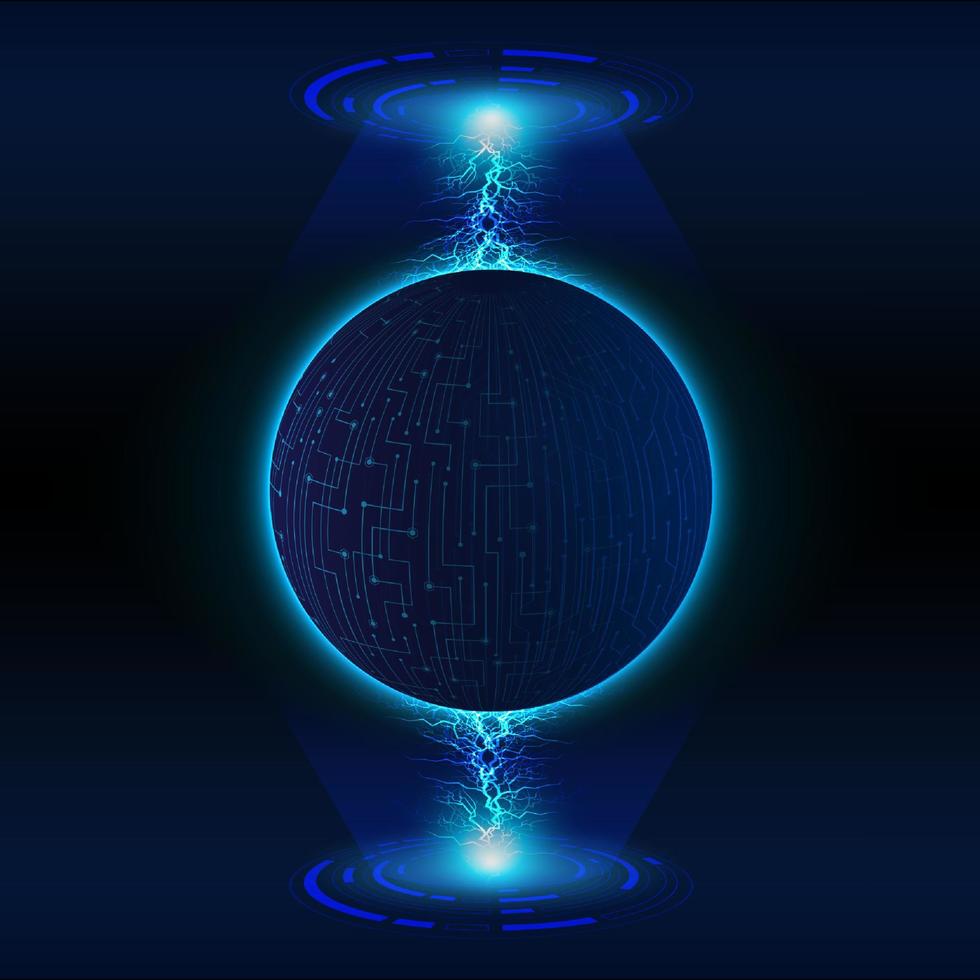 Modern Holographic Globe on Technology Background vector