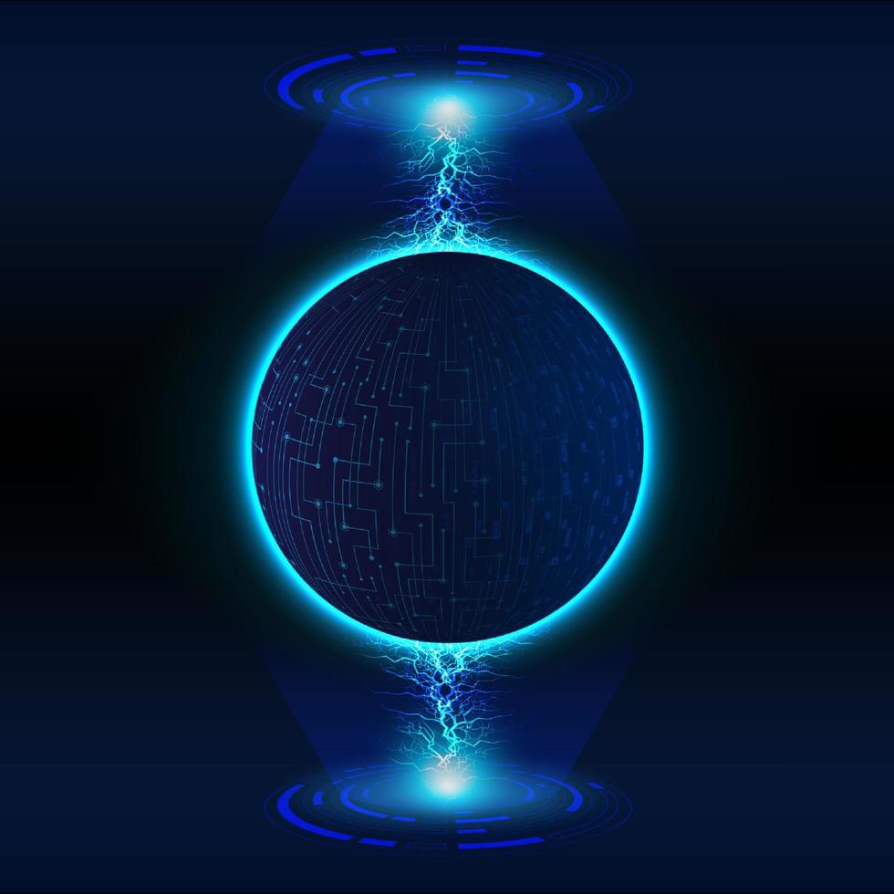 Modern Holographic Globe on Technology Background vector