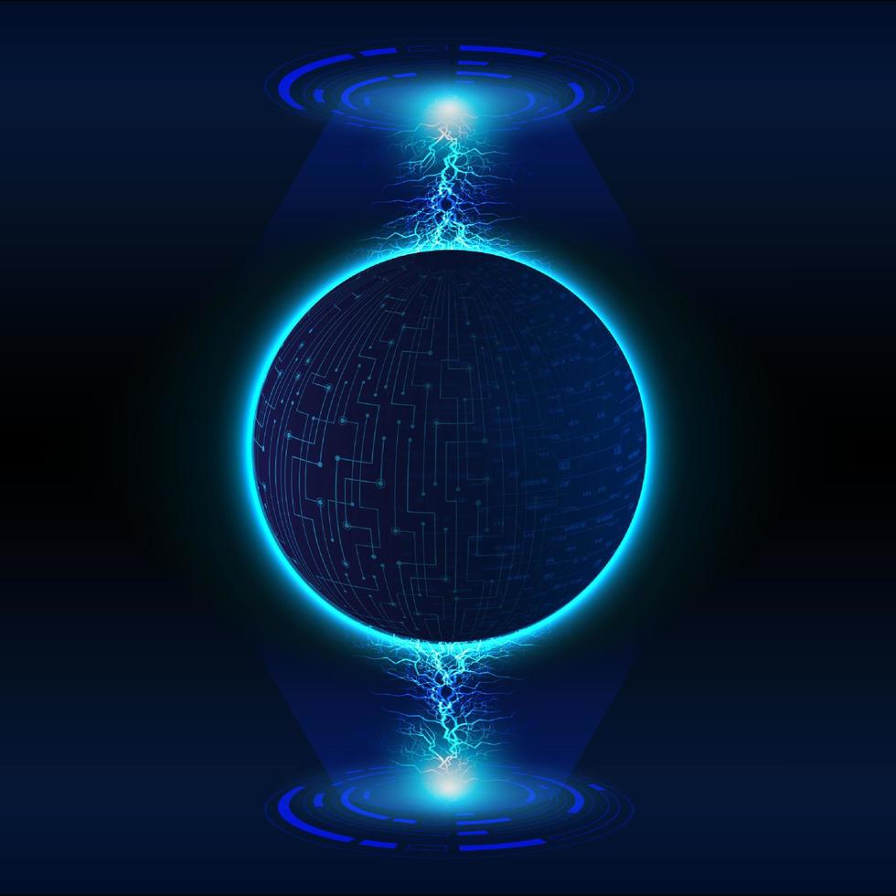 Modern Holographic Globe on Technology Background vector
