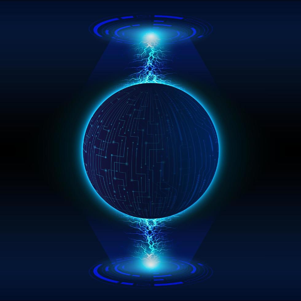 Modern Holographic Globe on Technology Background vector