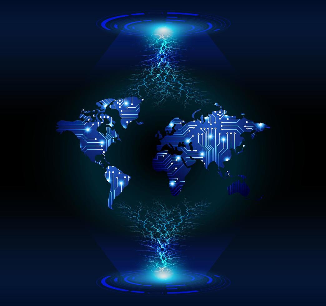 Modern World Map Holograph on Technology Background vector