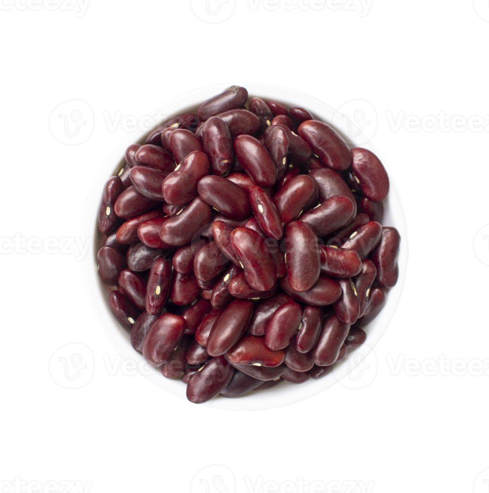 Red bean in wooden bowl. Top view File PNG. png