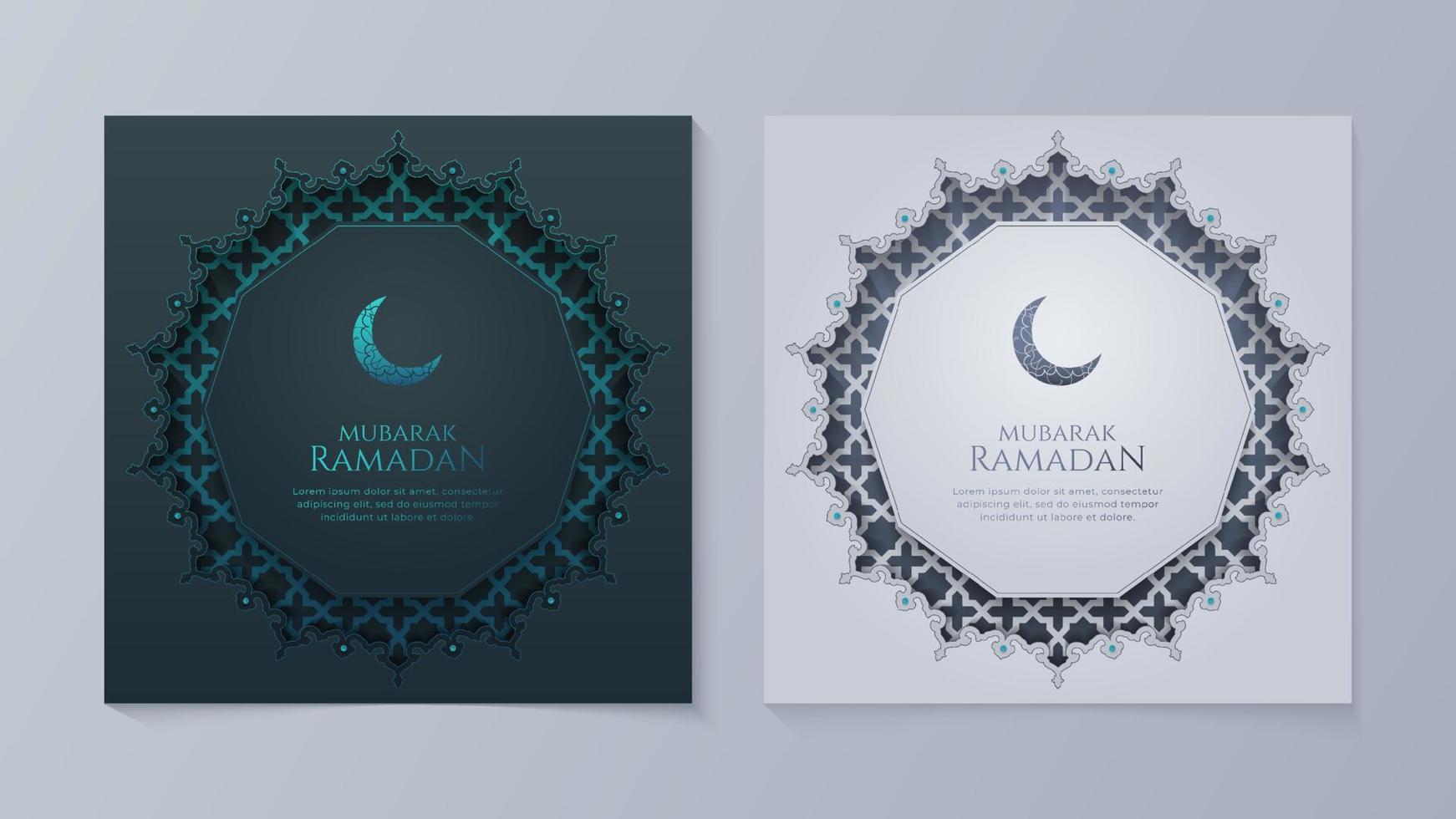 Eid Al-Fitr Mubarak, Ramadan Kareem, Islamic Style Greeting Background Collection Set with Arabic Ornaments vector