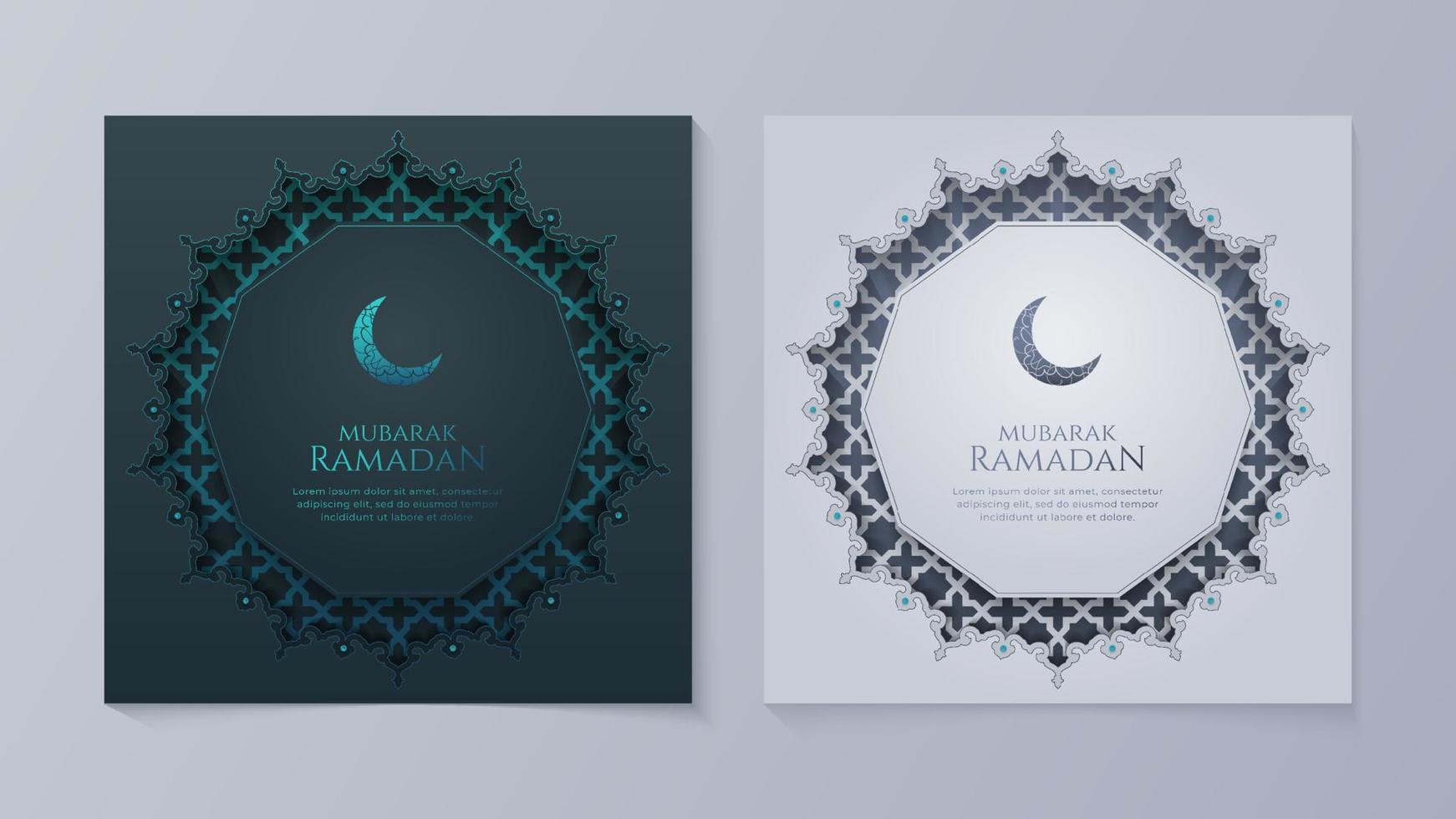 eid al-fitr mubarak, Ramadán Kareem, islámico estilo saludo antecedentes colección conjunto con Arábica adornos vector