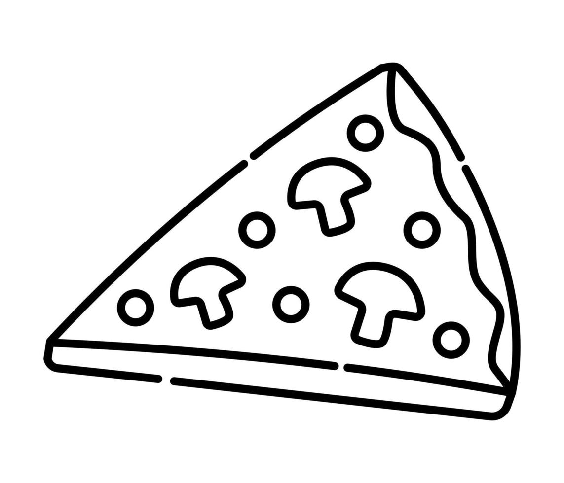 pedazo de Pizza negro y blanco vector línea ilustración