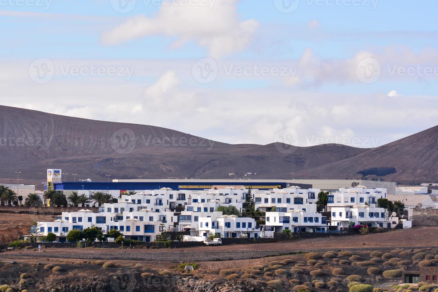 White buildings in the desert photo