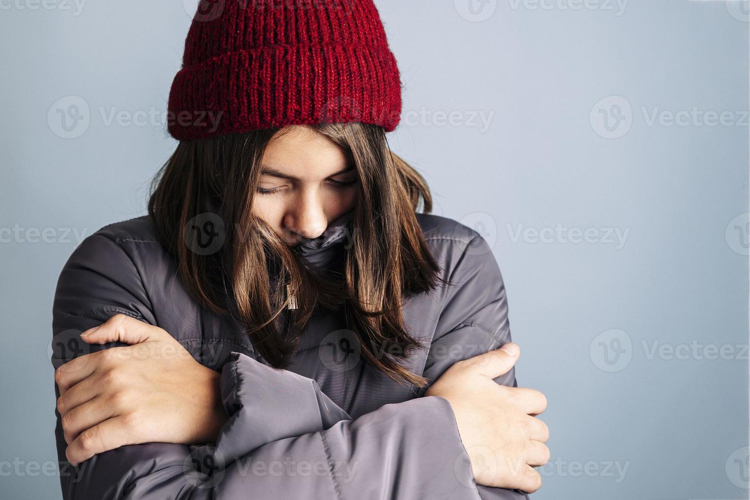 Portrait of a chilled cute fashionable Caucasian girl photo