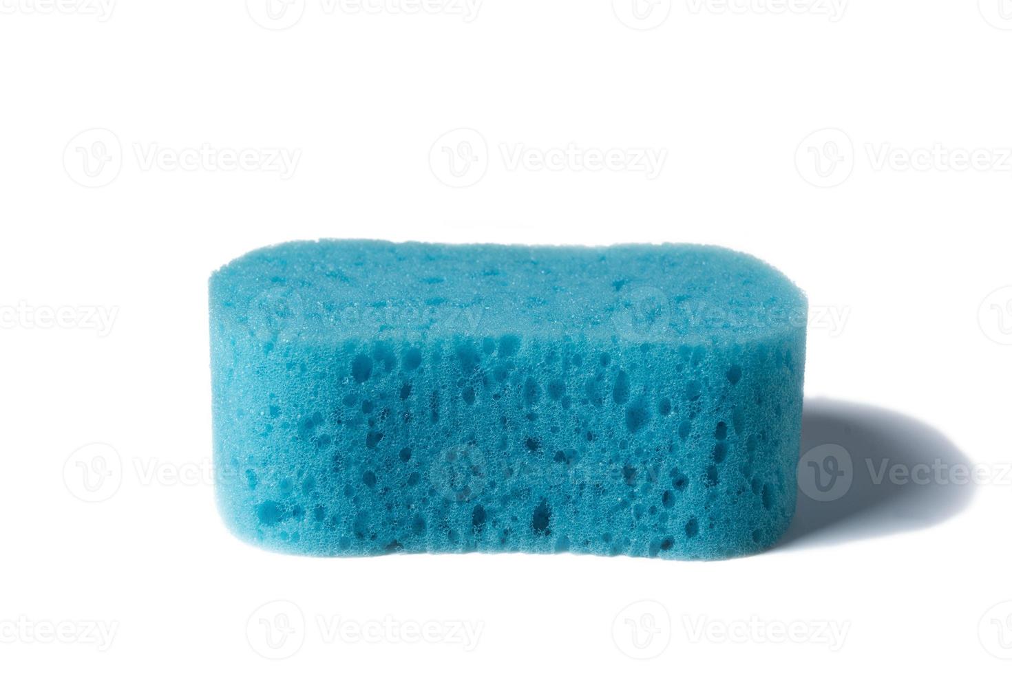 Blue sponge isolated on white background ,bath sponge photo