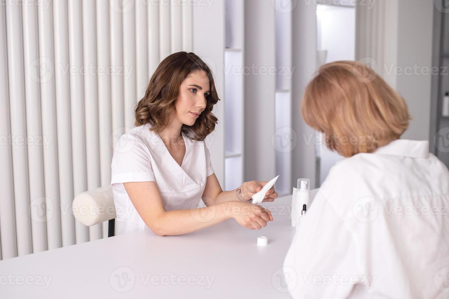 A female doctor conducts an appointment, a doctor's consultation photo