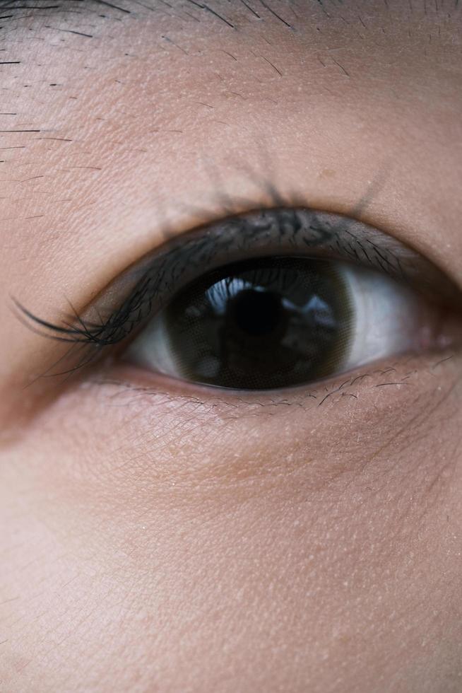 asiático mujer negro marrón ojos macro foto