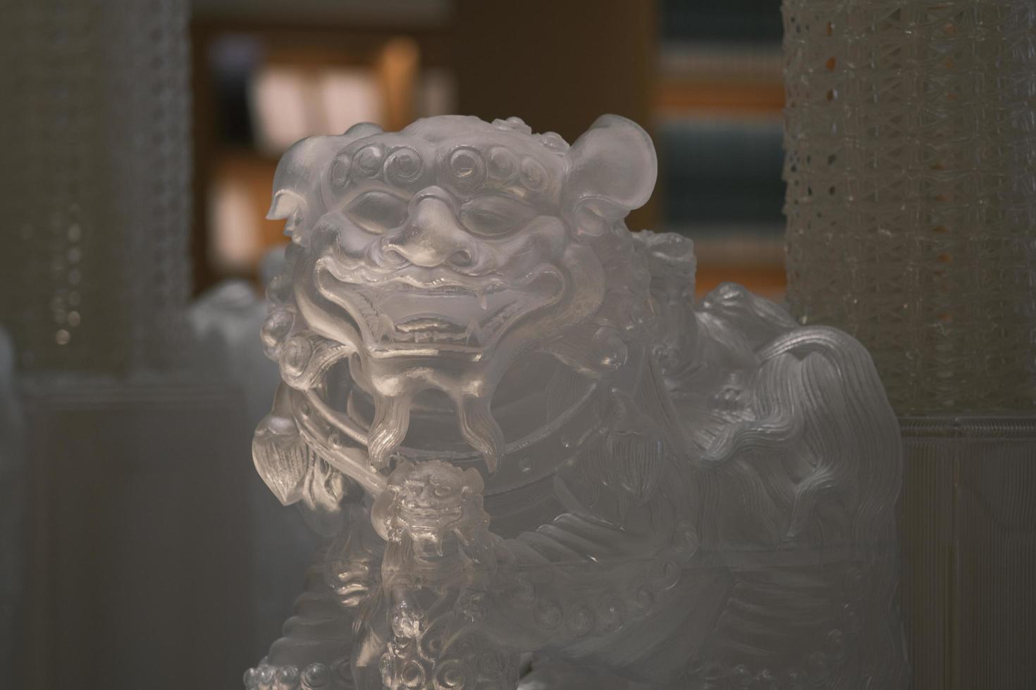 Crystal stone lion in the library photo