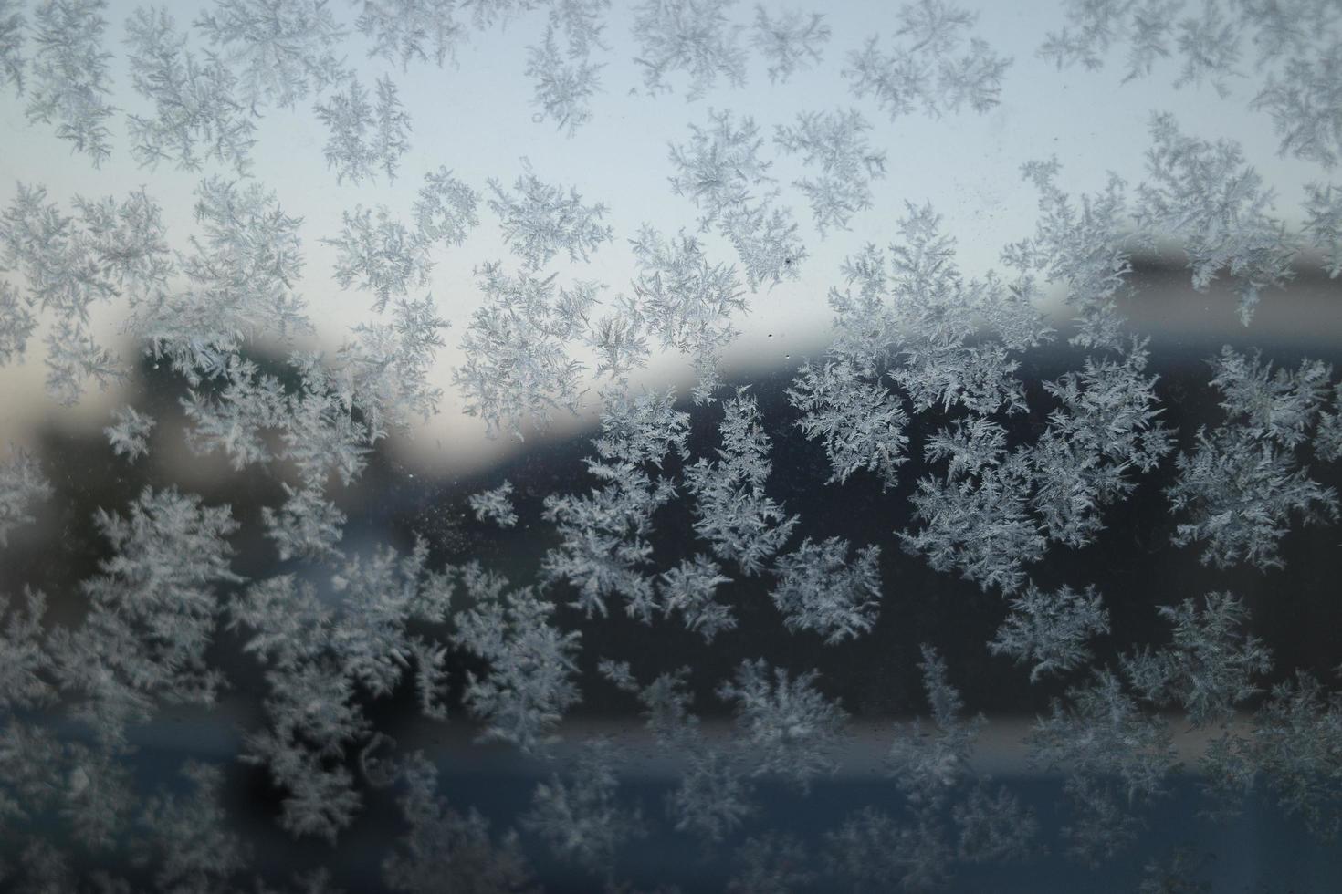 Frost macro on the window glass photo