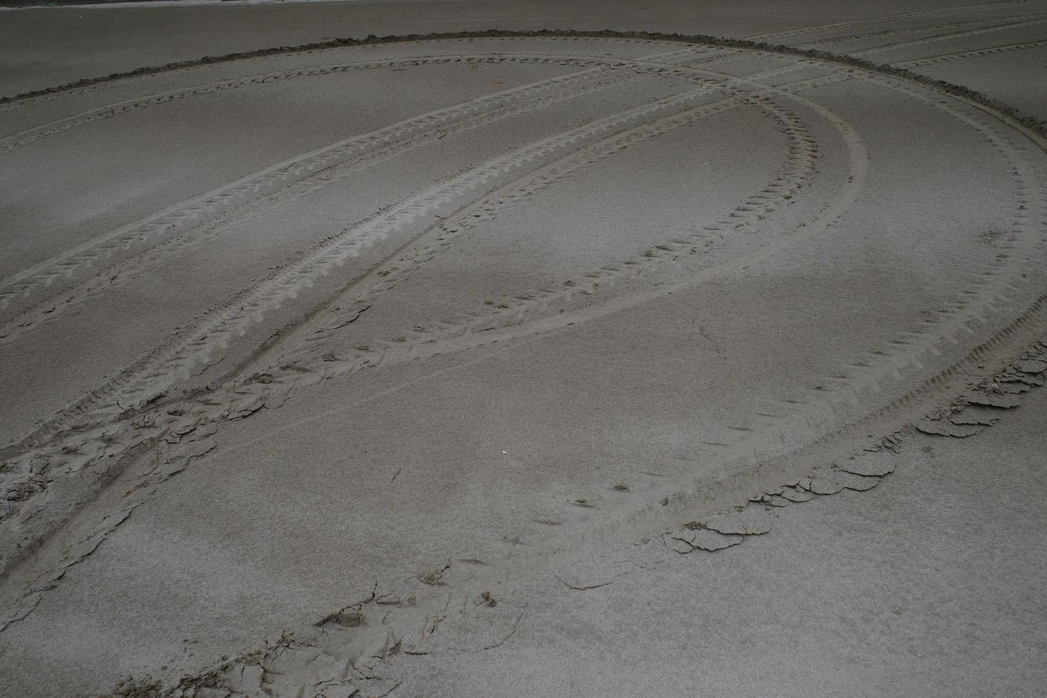 tire ruts on the beach photo