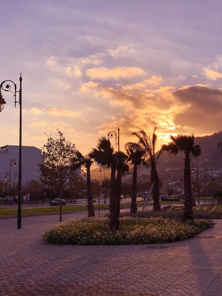 Serene public place surrounded by a breathtaking wintry landscape photo