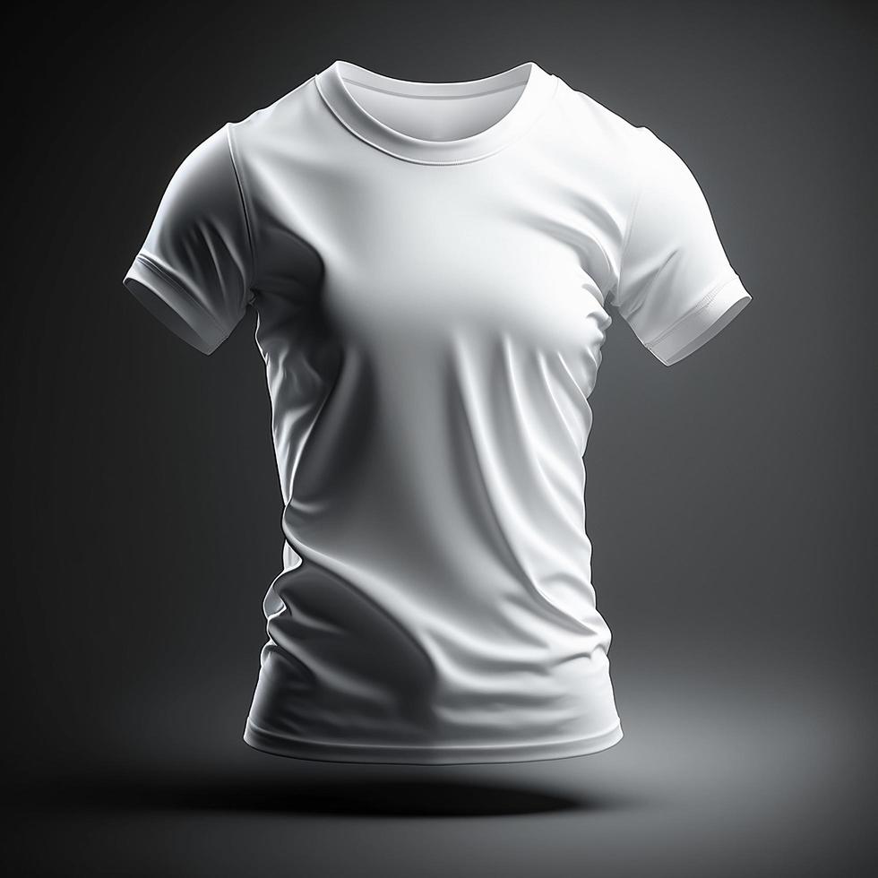 T-shirt mockup. White blank t-shirt front views. male clothes wearing clear attractive apparel t-shirt models template. photo