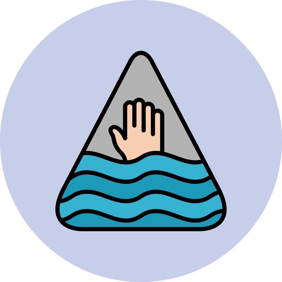 Deep Water Warning Sign Vector Icon