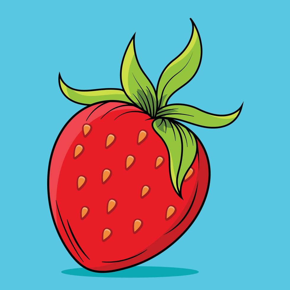Strawberry fruit vector icon illustration strawberry with ripe leaves on blank background vector illustration
