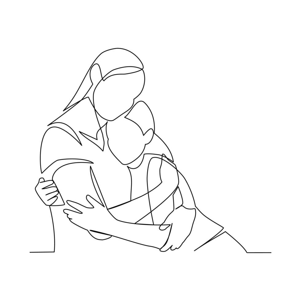 Mother and her child drawn in kine art style vector