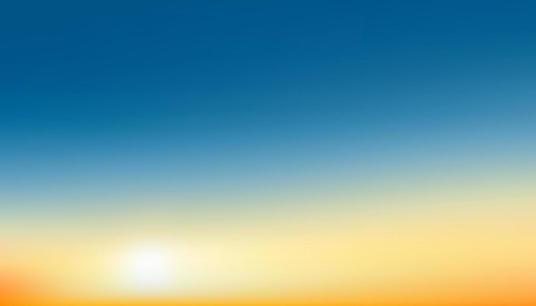 puesta de sol cielo fondo, amanecer con amarillo y azul cielo, naturaleza paisaje romántico dorado hora con crepúsculo cielo en noche después Dom amanecer, vector horizonte bandera luz de sol para cuatro estaciones concepto