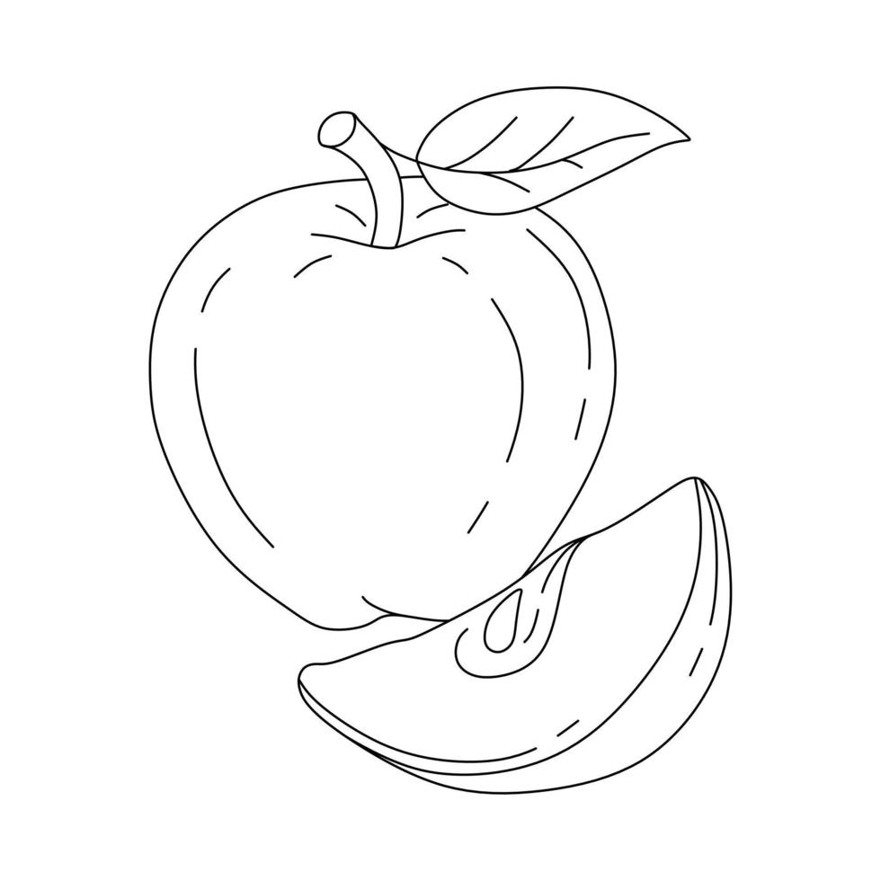 manzana garabatear vector ilustración colorante libro para niños
