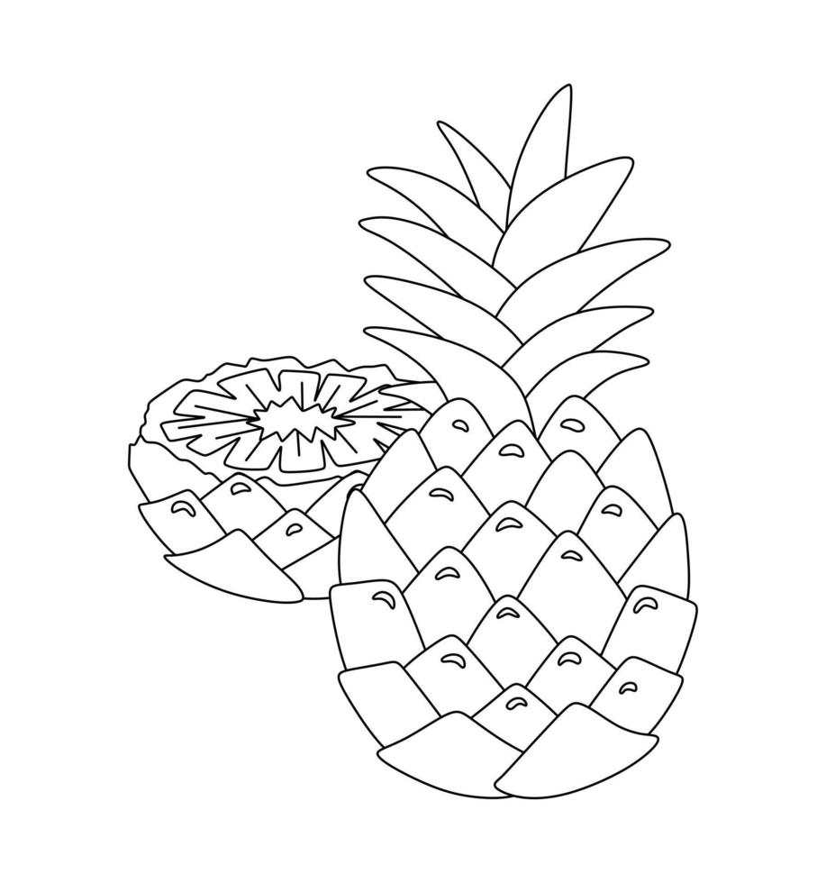 Pineapple doodle Vector illustration coloring book for Kids