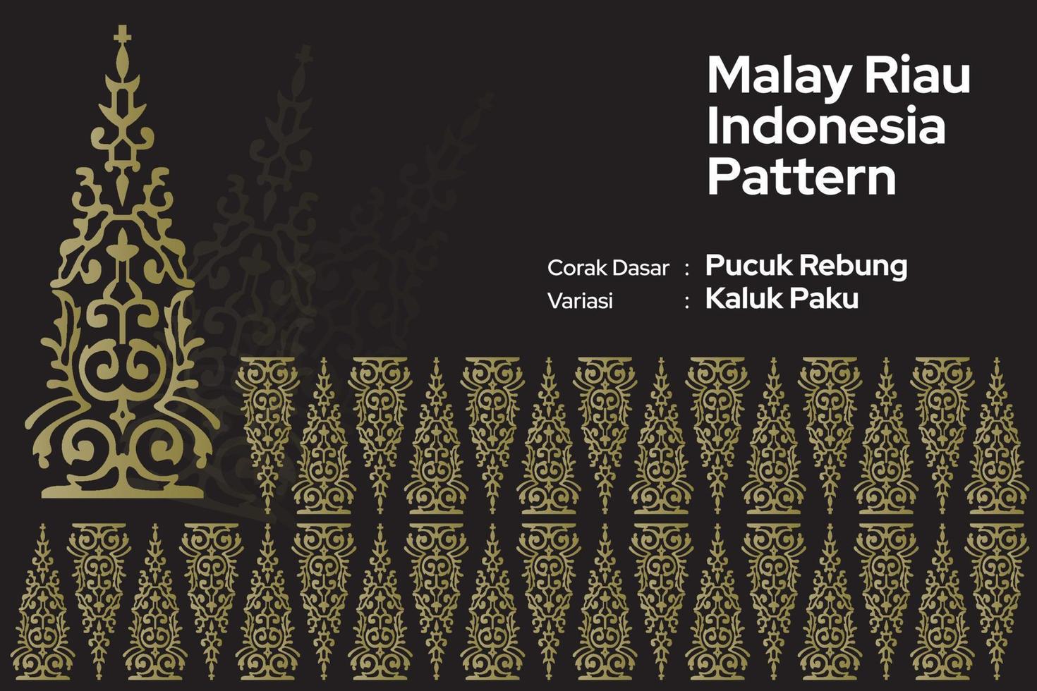 Pattern Malay Riau Batik Songket Tenun, Weaving Corak Motif Pucuk Rebung Kaluk Paku Melayu patterns prints, Traditional Classic handwoven black with gold threads vector